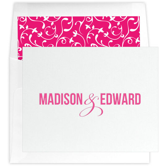 Bold Names with Ampersand Folded Note Cards - Letterpress